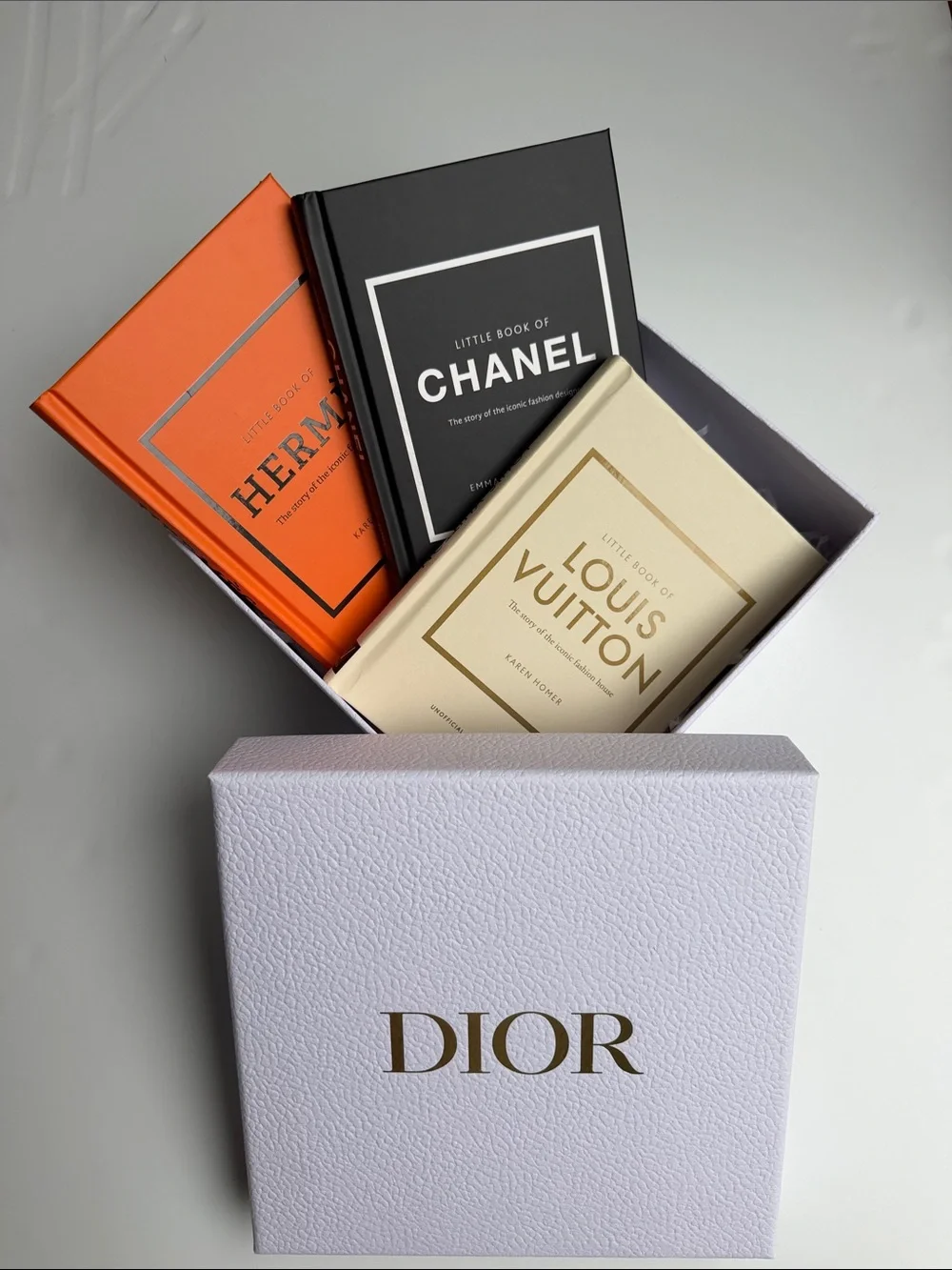 Little Book of Luxury 3-Book Set Chanel Hermès Louis Vuitton in Dior Box